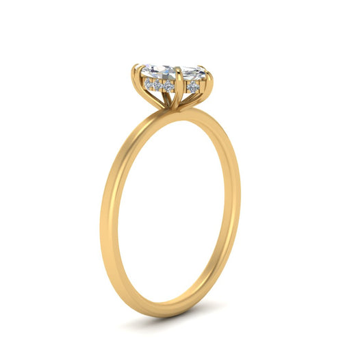 Marquise Cut Thin Setting Hidden Halo Diamond Ring