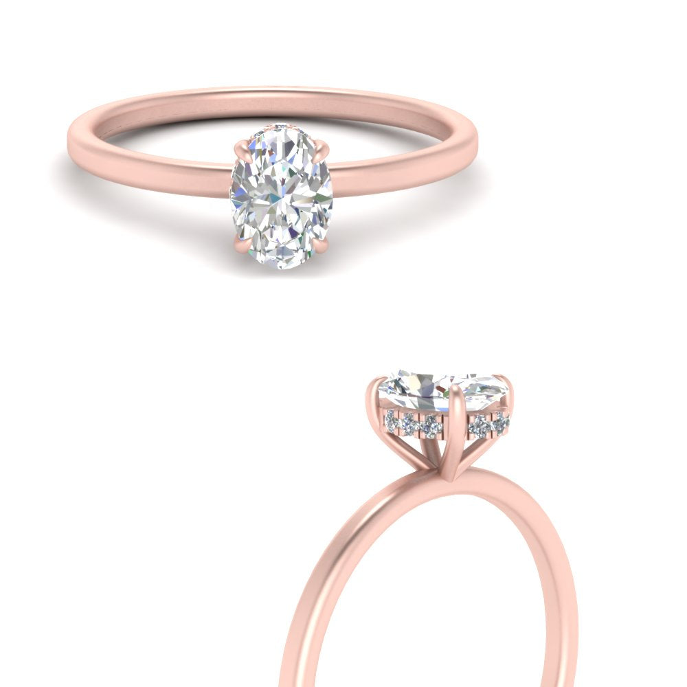Oval Cut Thin Setting Hidden Halo Ring
