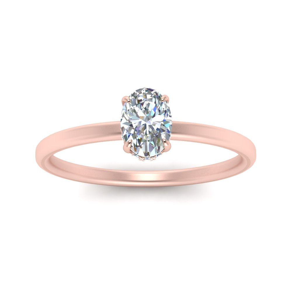 Oval Cut Thin Setting Hidden Halo Ring