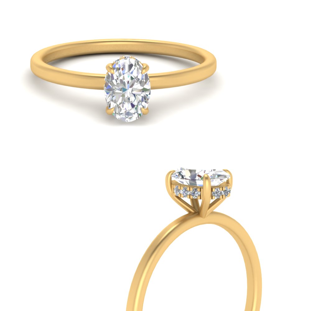 Oval Cut Thin Setting Hidden Halo Ring