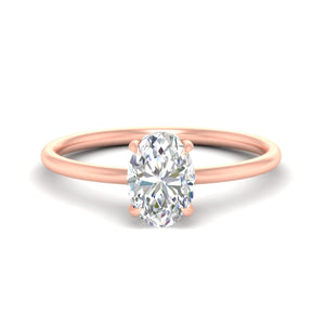 Oval Shaped Thin Setting Hidden Halo Diamond Ring