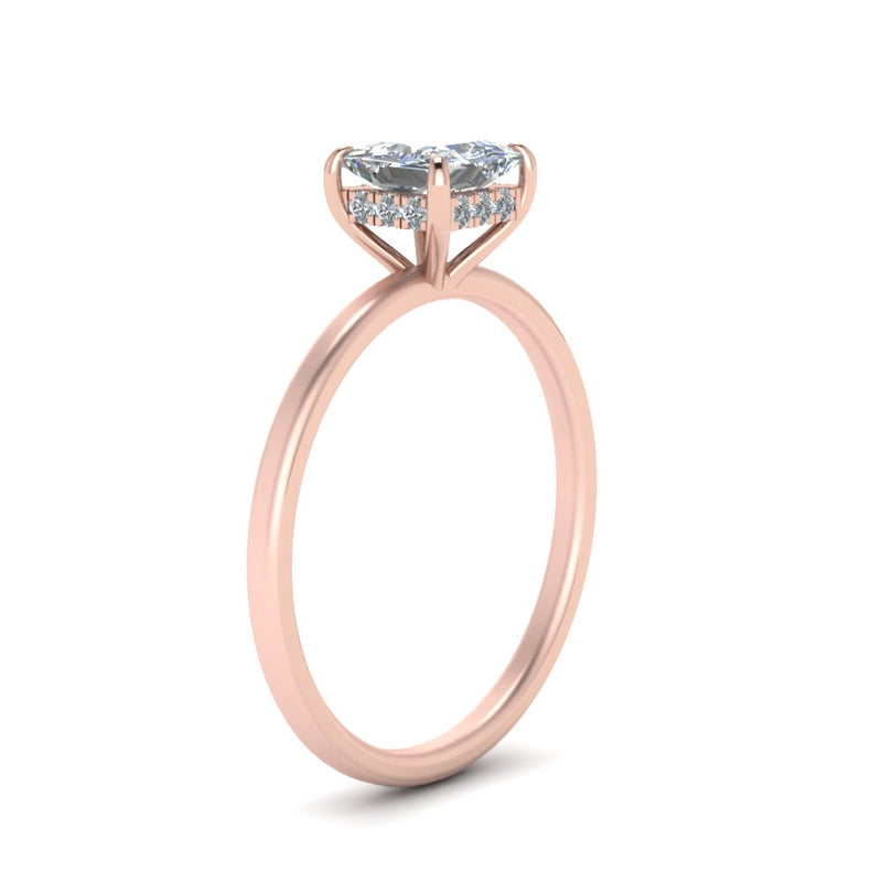 Princess Cut Thin Setting Hidden Halo Diamond Ring