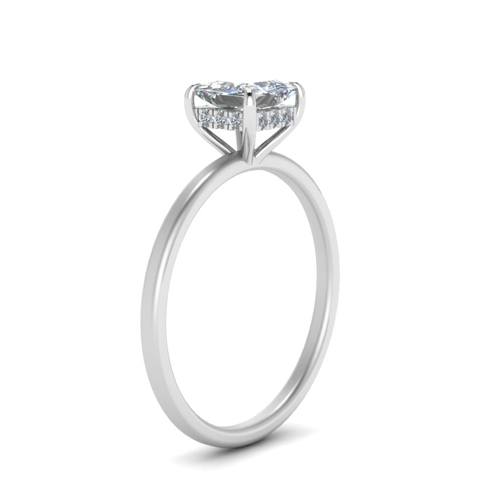 Princess Cut Thin Setting Hidden Halo Ring