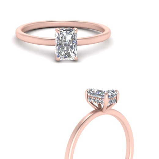 Radiant Cut Lab Grown Hidden Halo Engagement Ring