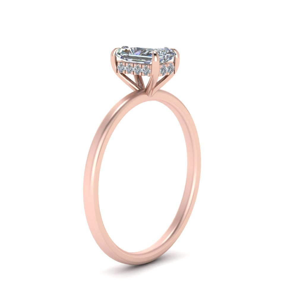 Radiant Cut Thin Setting Hidden Halo Ring