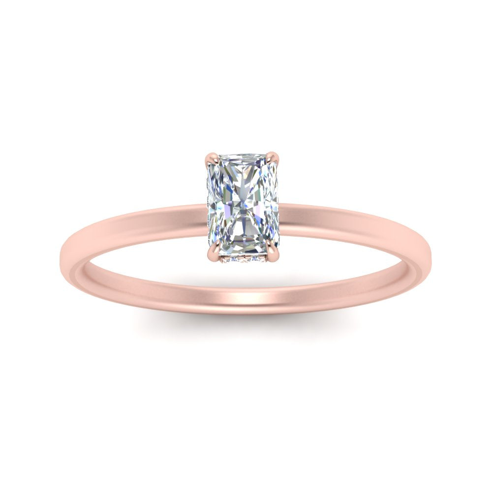 Radiant Cut Thin Setting Hidden Halo Ring