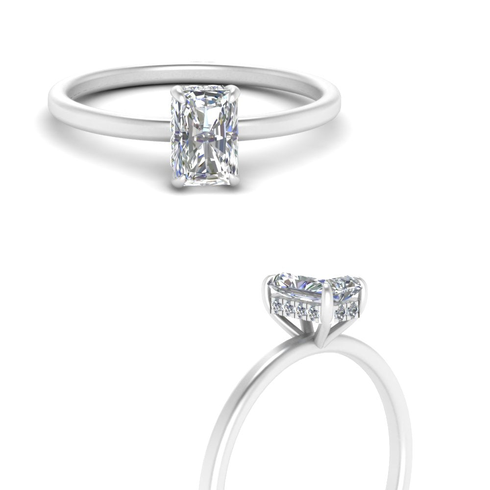 Radiant Cut Thin Setting Hidden Halo Ring