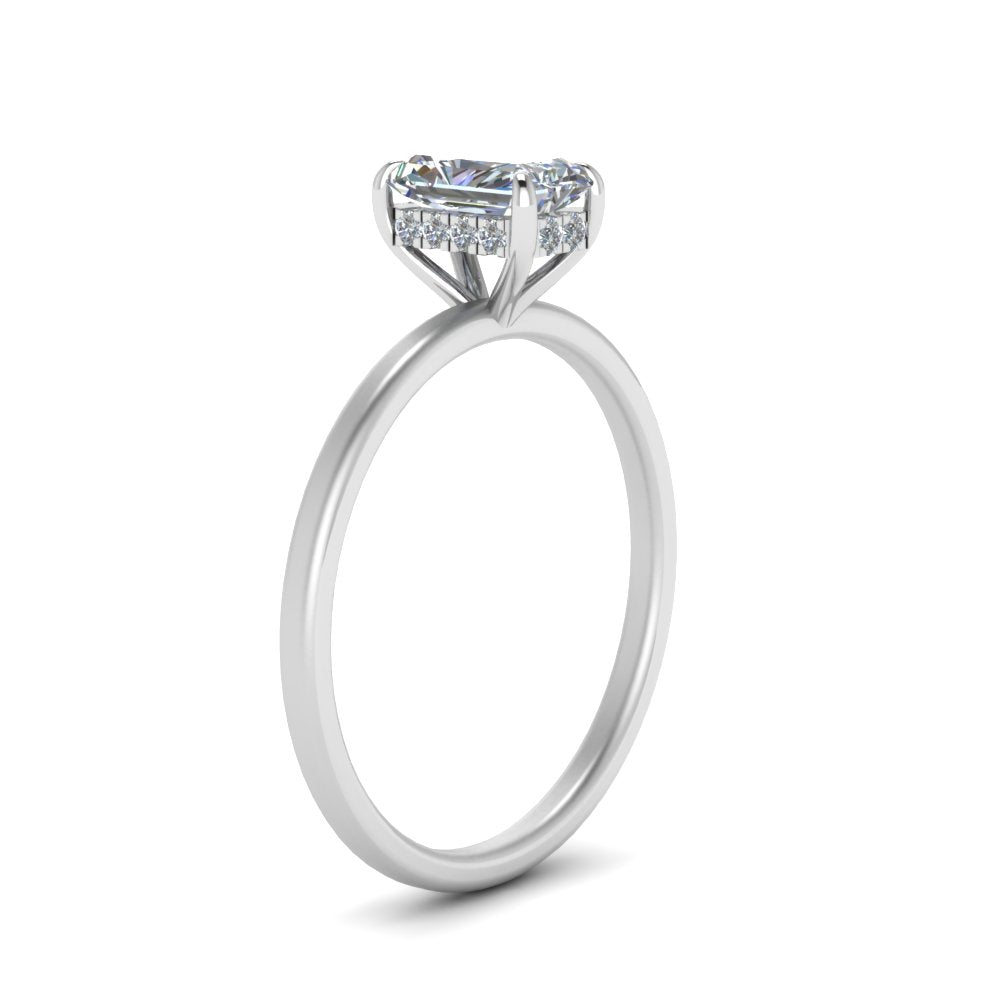 Radiant Cut Thin Setting Hidden Halo Ring