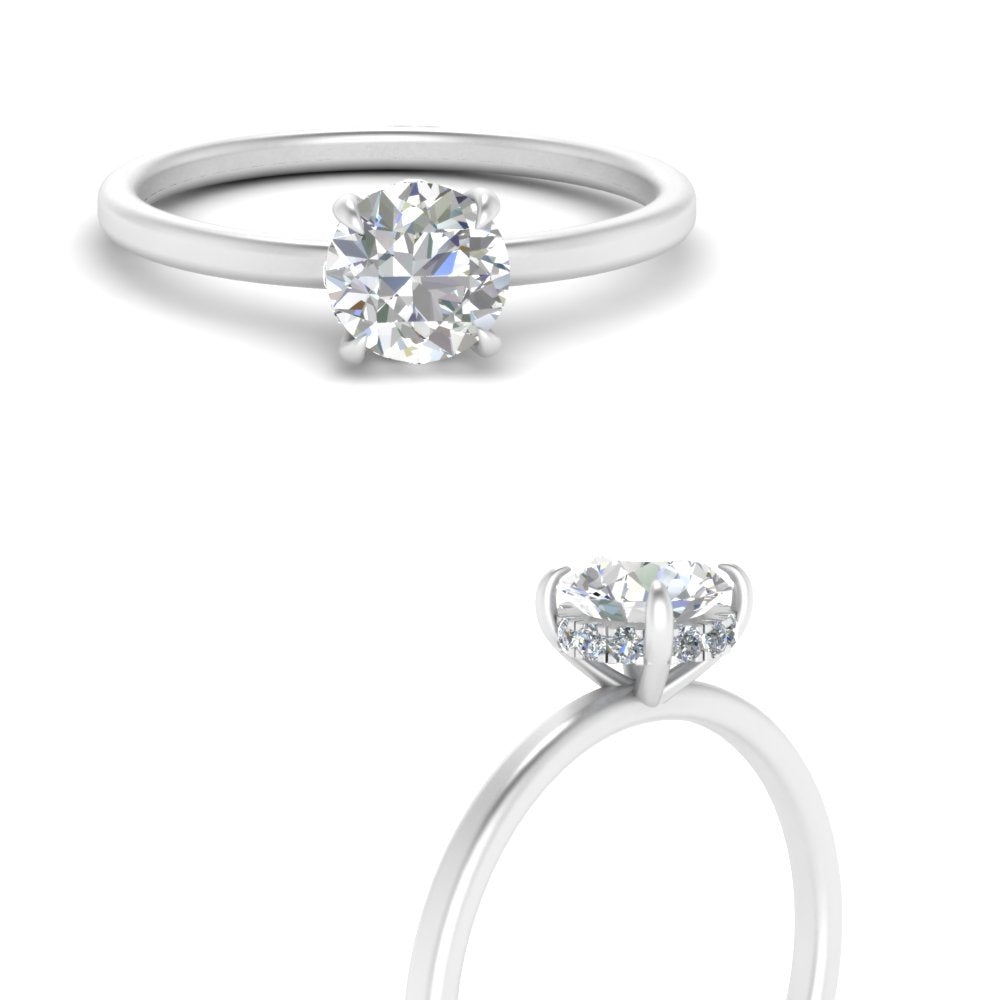 Round Cut Thin Setting Hidden Halo Ring