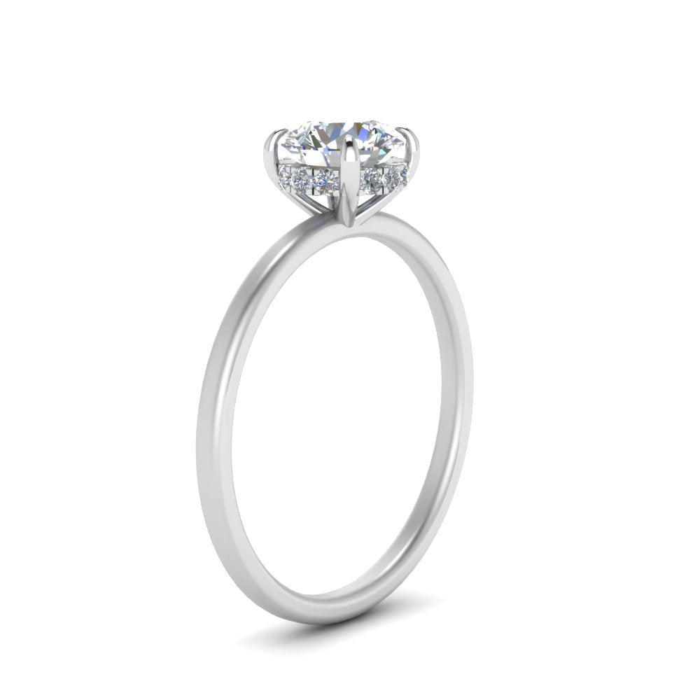 Round Cut Thin Setting Hidden Halo Ring