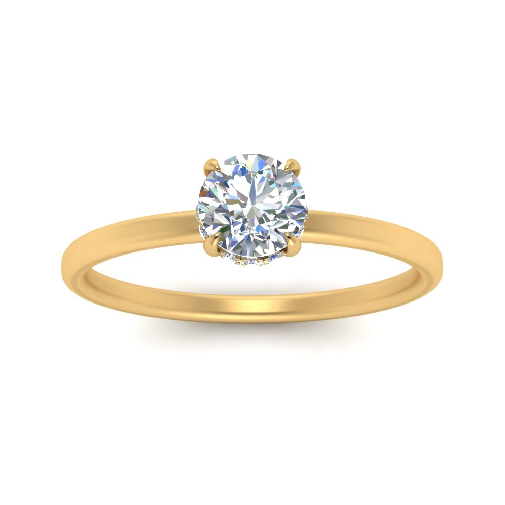 Round Cut Thin Setting Hidden Halo Ring