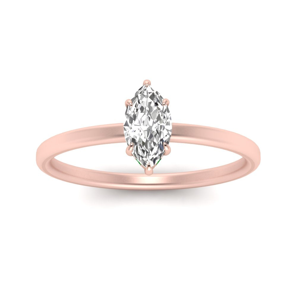 Marquise Cut Thin Setting Hidden Halo Ring