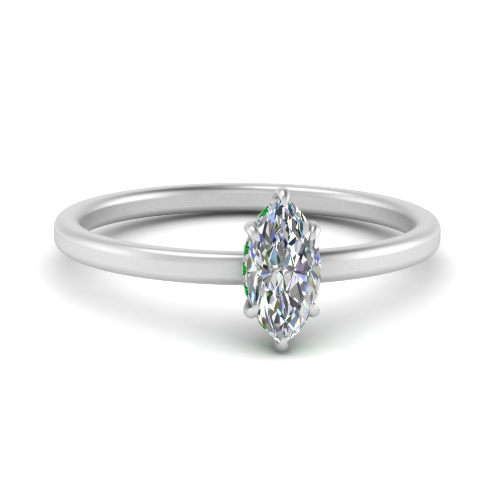 Marquise Cut Thin Setting Hidden Halo Diamond Ring