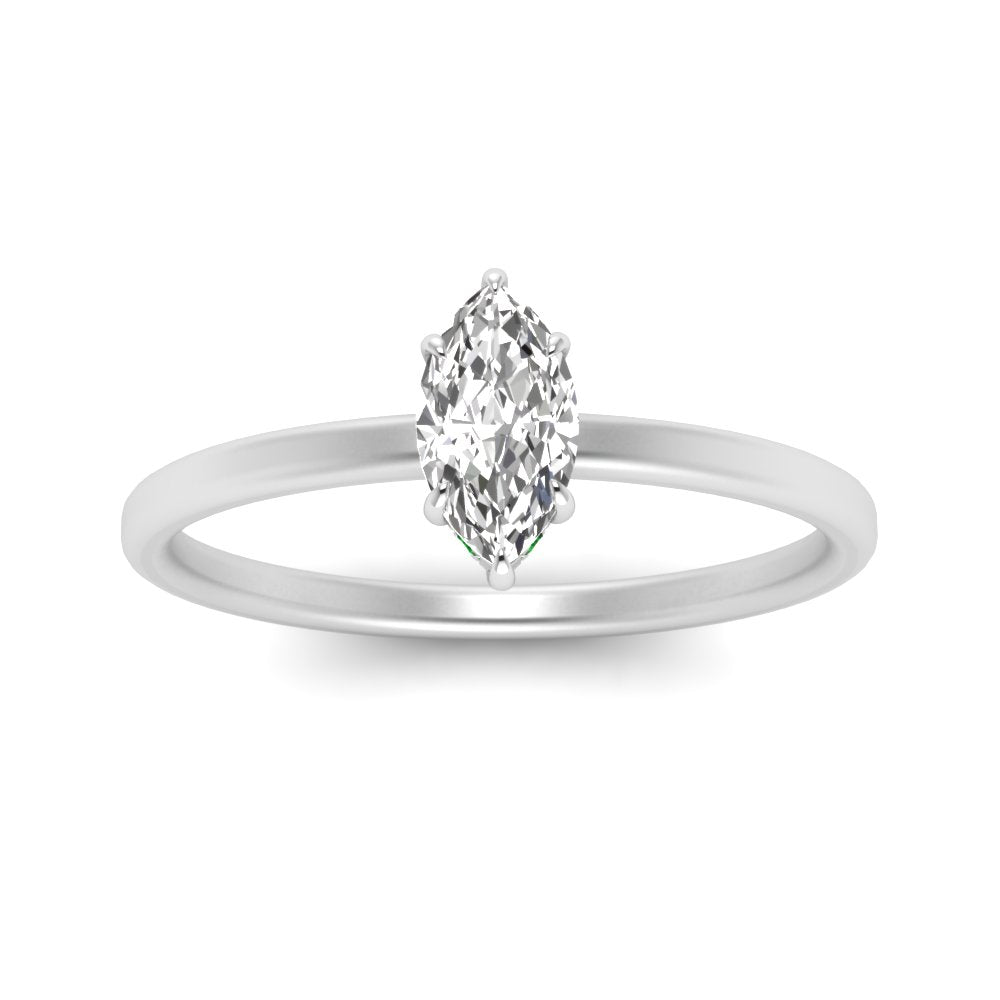 Marquise Cut Thin Setting Hidden Halo Diamond Ring