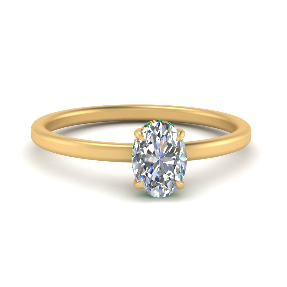 Oval Cut Thin Setting Hidden Halo Ring