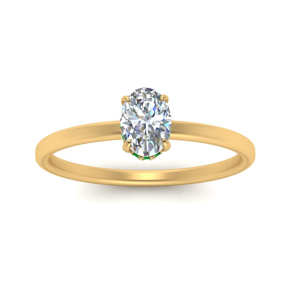Oval Cut Thin Setting Hidden Halo Ring