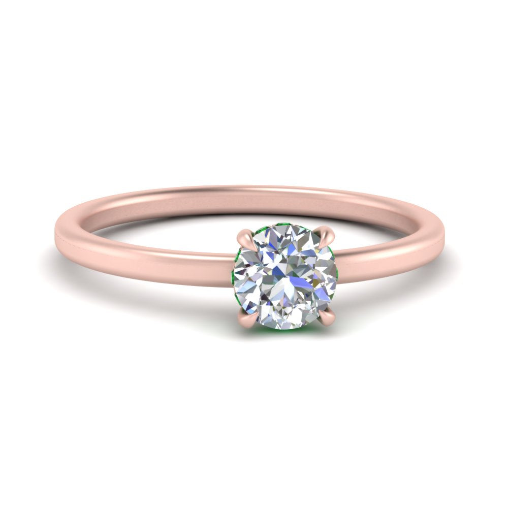 Round Cut Thin Setting Hidden Halo Diamond Ring