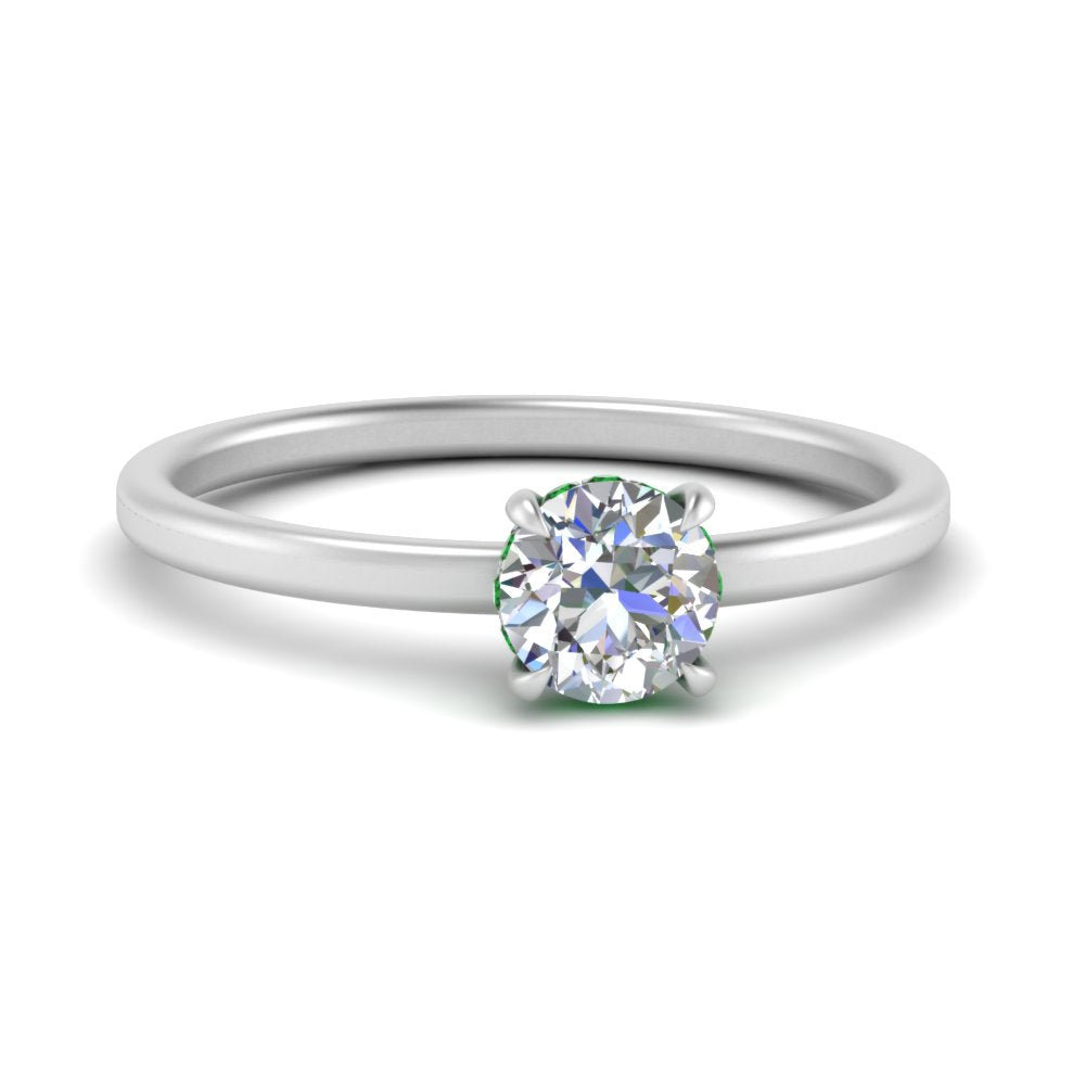 Round Cut Thin Setting Hidden Halo Ring