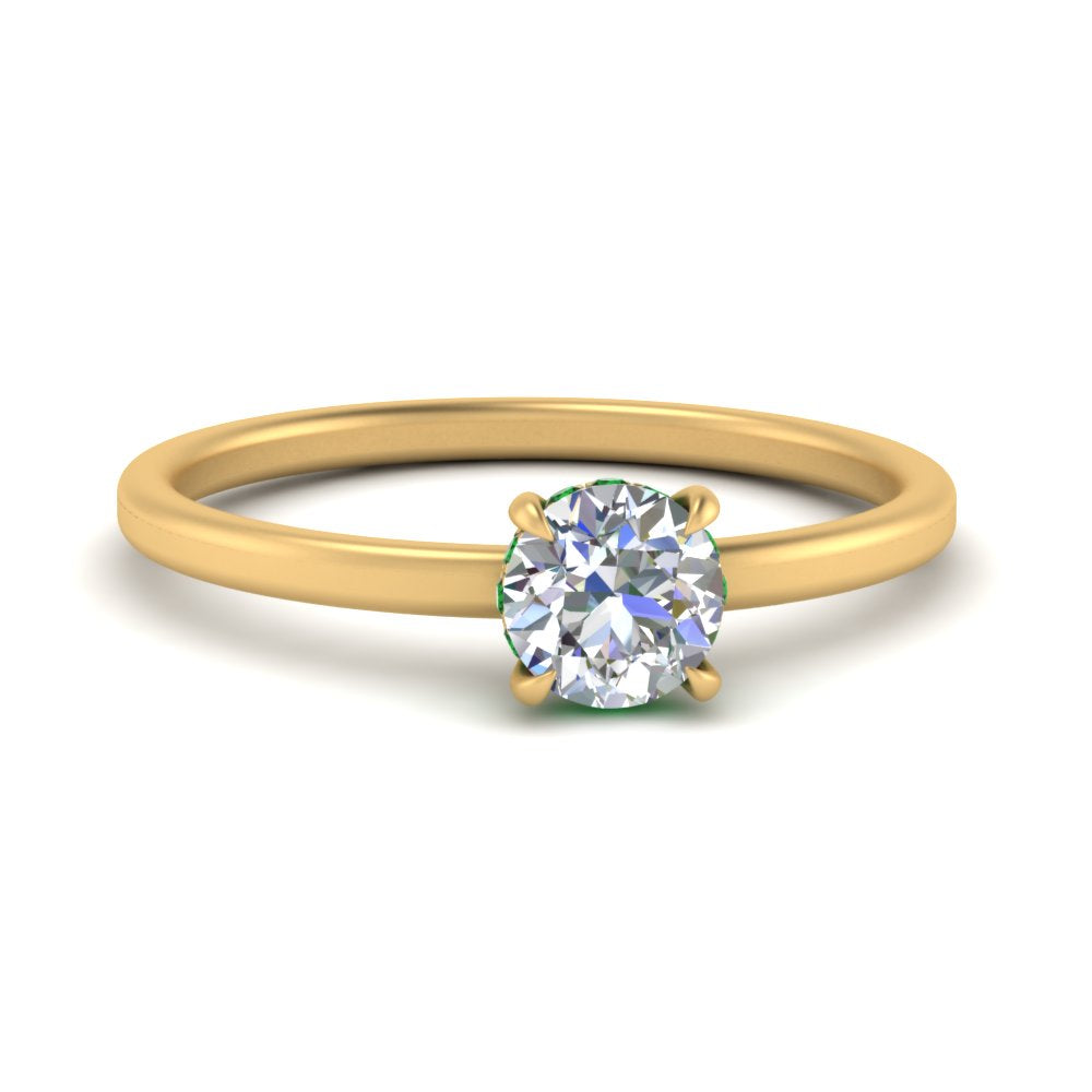 Round Cut Thin Setting Hidden Halo Diamond Ring