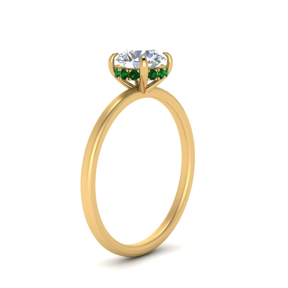 Round Cut Thin Setting Hidden Halo Diamond Ring