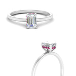 Load image into Gallery viewer, Emerald Cut Thin Setting Hidden Halo Ring

