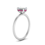 Load image into Gallery viewer, Emerald Cut Thin Setting Hidden Halo Ring
