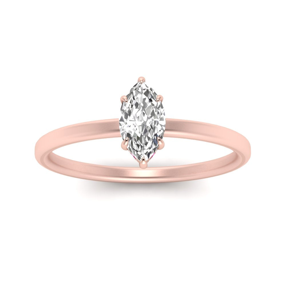 Marquise Cut Thin Setting Hidden Halo Ring