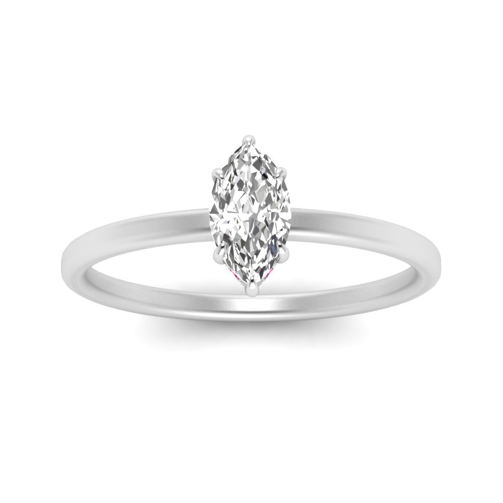 Marquise Cut Thin Setting Hidden Halo Ring