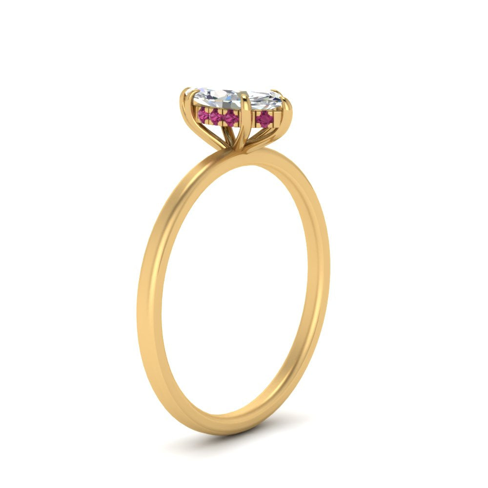Marquise Cut Thin Setting Hidden Halo Diamond Ring