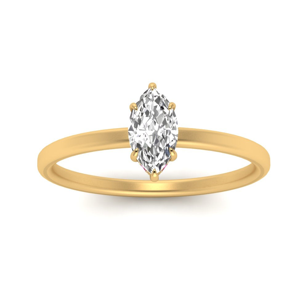 Marquise Cut Thin Setting Hidden Halo Diamond Ring