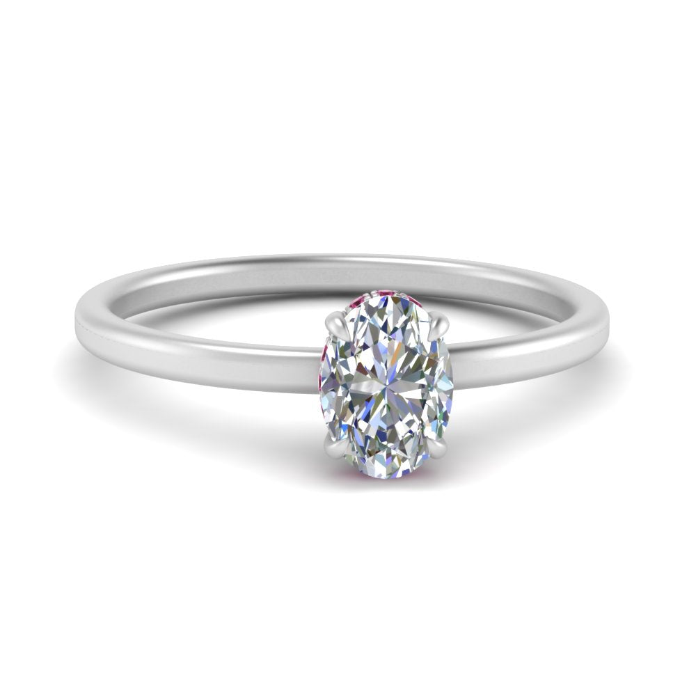 Oval Cut Thin Setting Hidden Halo Ring
