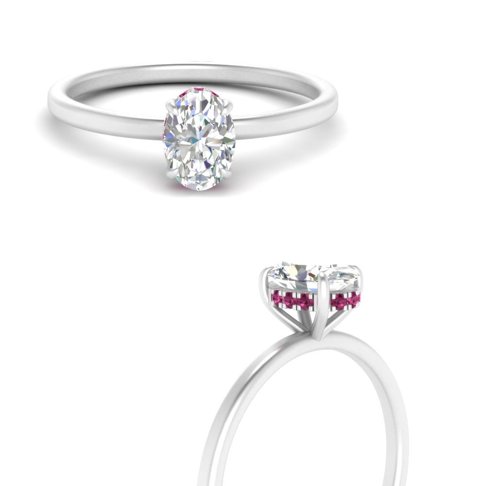 Oval Cut Thin Setting Hidden Halo Ring