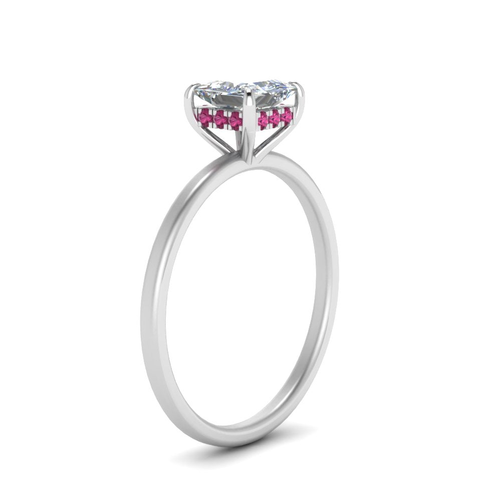 Princess Cut Thin Setting Hidden Halo Diamond Ring