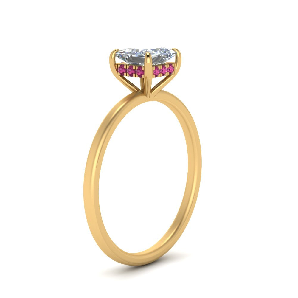 Princess Cut Thin Setting Hidden Halo Diamond Ring