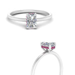 Load image into Gallery viewer, Radiant Cut Thin Setting Hidden Halo Diamond Ring
