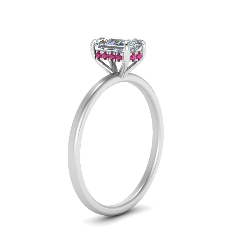 Radiant Cut Thin Setting Hidden Halo Diamond Ring