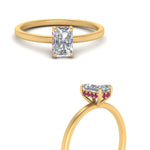 Load image into Gallery viewer, Radiant Cut Thin Setting Hidden Halo Diamond Ring
