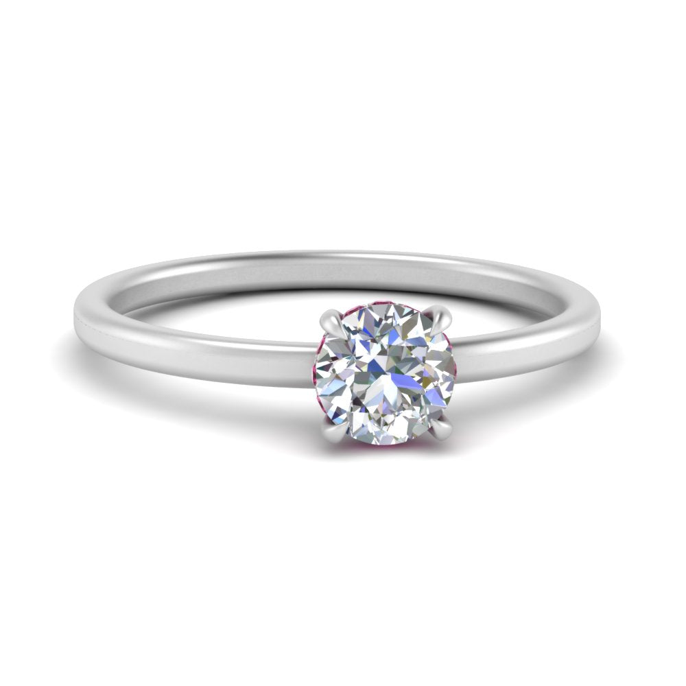 Round Cut Thin Setting Hidden Halo Ring