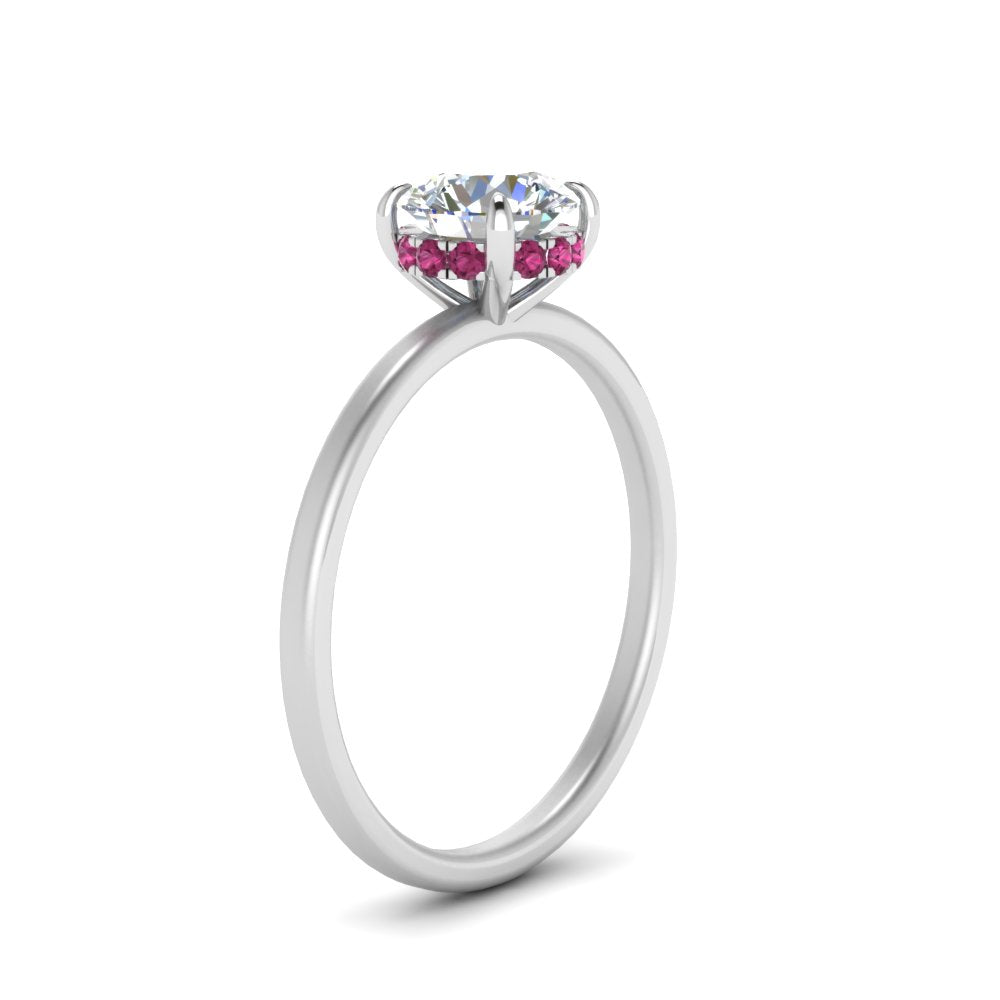Round Cut Thin Setting Hidden Halo Diamond Ring
