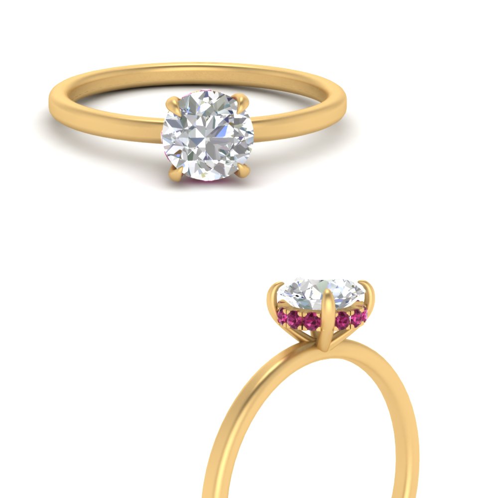 Round Cut Thin Setting Hidden Halo Ring