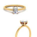 Load image into Gallery viewer, Emerald Cut Thin Setting Hidden Halo Diamond Ring
