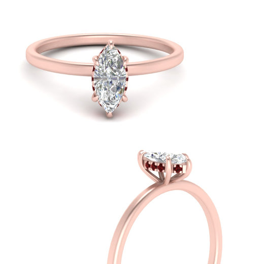 Marquise Cut Thin Setting Hidden Halo Diamond Ring