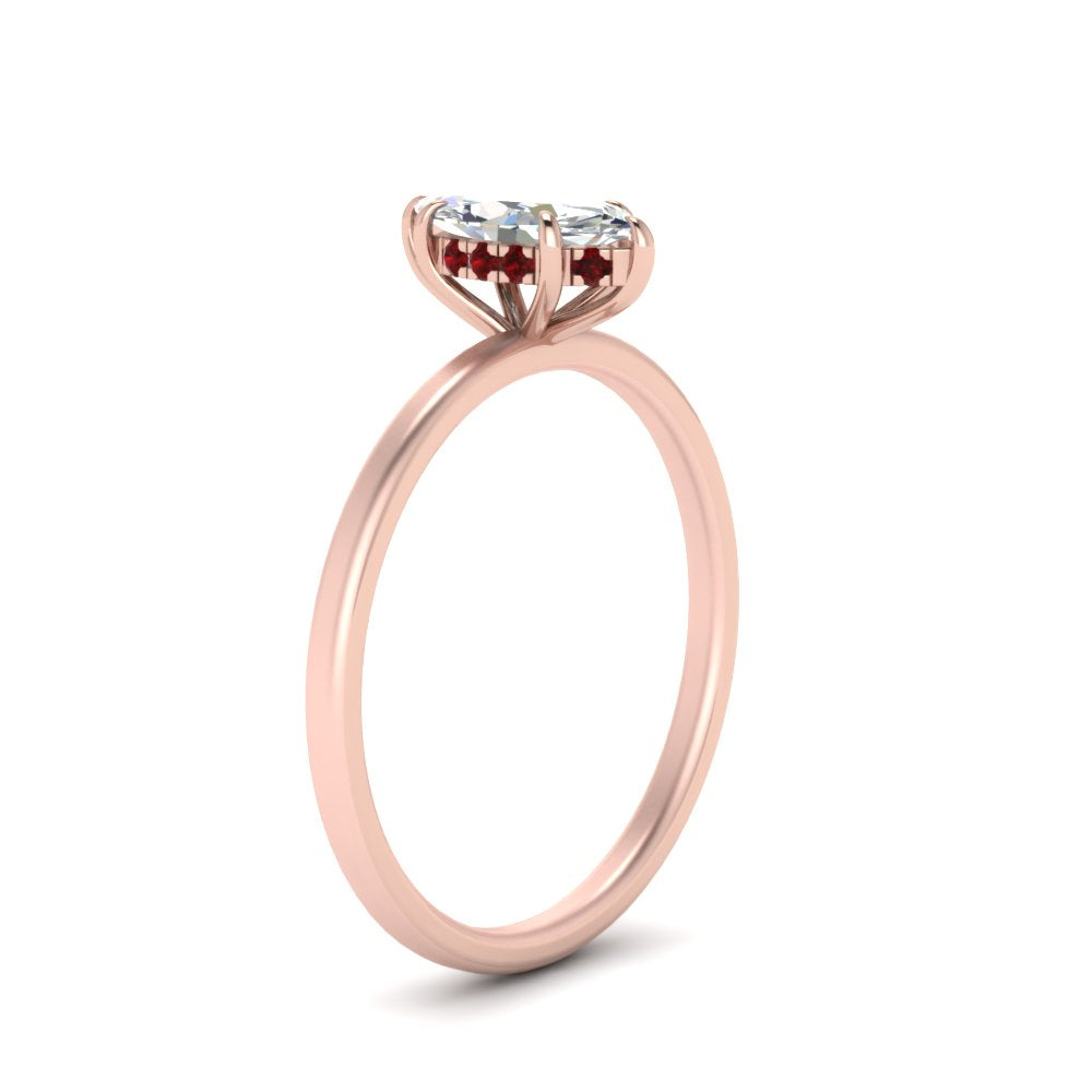 Marquise Cut Thin Setting Hidden Halo Ring