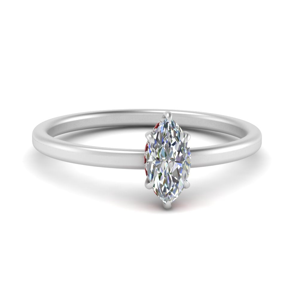 Marquise Cut Thin Setting Hidden Halo Diamond Ring