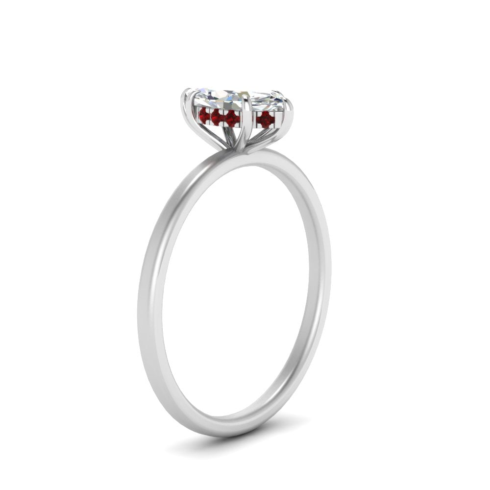 Marquise Cut Thin Setting Hidden Halo Diamond Ring