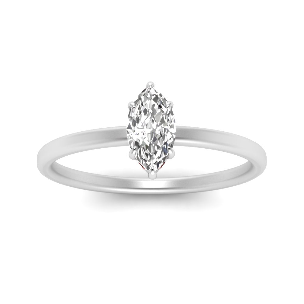 Marquise Cut Thin Setting Hidden Halo Diamond Ring
