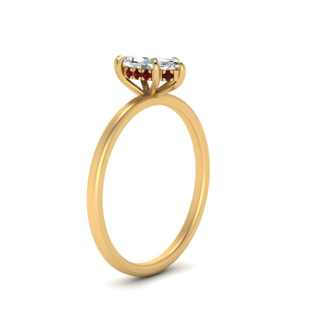 Marquise Cut Thin Setting Hidden Halo Ring