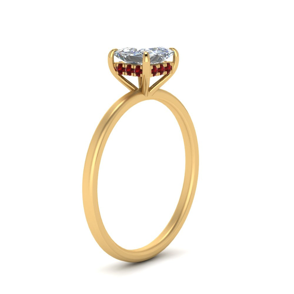 Princess Cut Thin Setting Hidden Halo Ring