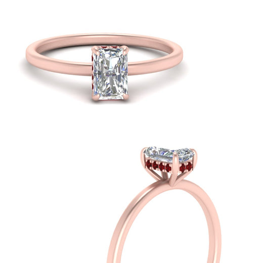 Radiant Cut Lab Grown Hidden Halo Engagement Ring