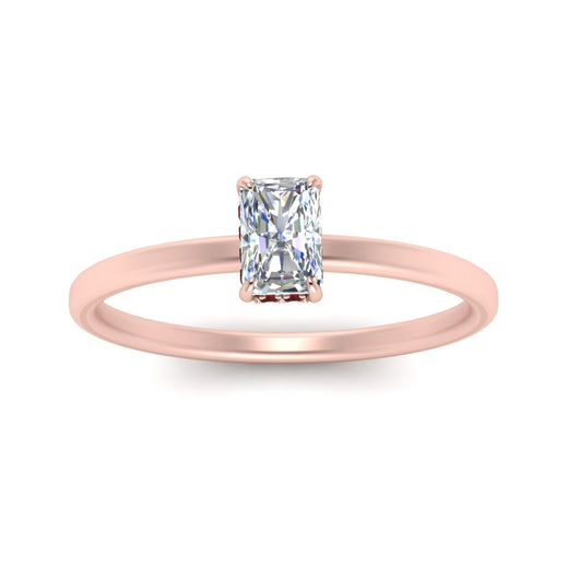Radiant Cut Lab Grown Hidden Halo Engagement Ring